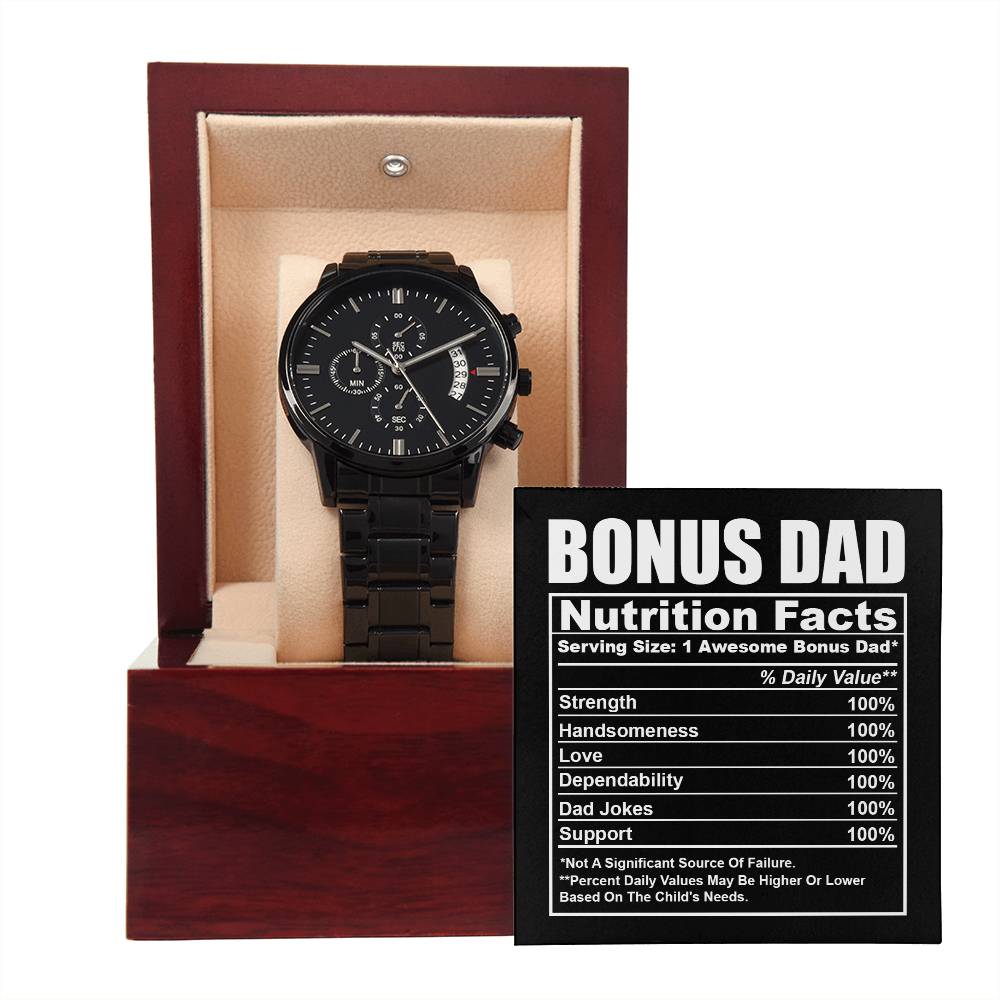 Bonus Dad-Nutrition Facts-Metal Chronograph Watch