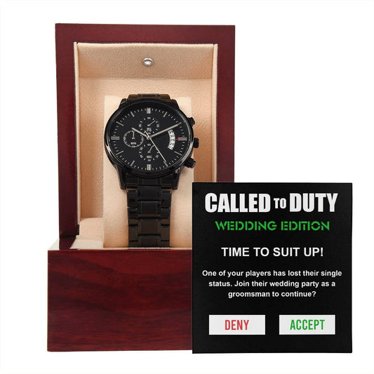 Groomsman-Called To Duty-Metal Chronograph Watch