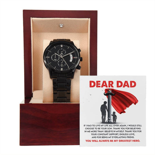 Dad-My Greatest Hero-Metal Chronograph Watch