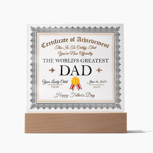 World_s Greatest Dad Certificate-Acrylic Plaque