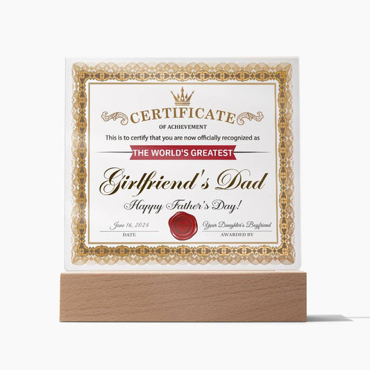 Girlfriend_s Dad-Certificate of Achievement-Acrylic Plaque