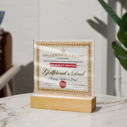 Girlfriend_s Dad-Certificate of Achievement-Acrylic Plaque