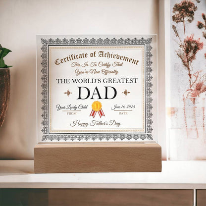 World_s Greatest Dad Certificate-Acrylic Plaque