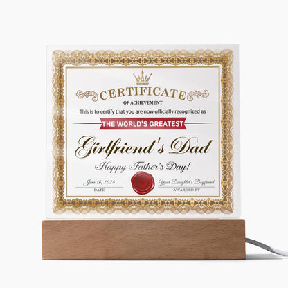 Girlfriend_s Dad-Certificate of Achievement-Acrylic Plaque