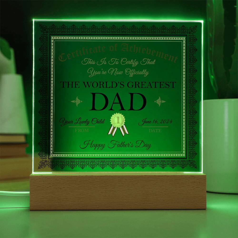 World_s Greatest Dad Certificate-Acrylic Plaque