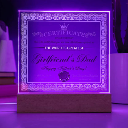 Girlfriend_s Dad-Certificate of Achievement-Acrylic Plaque