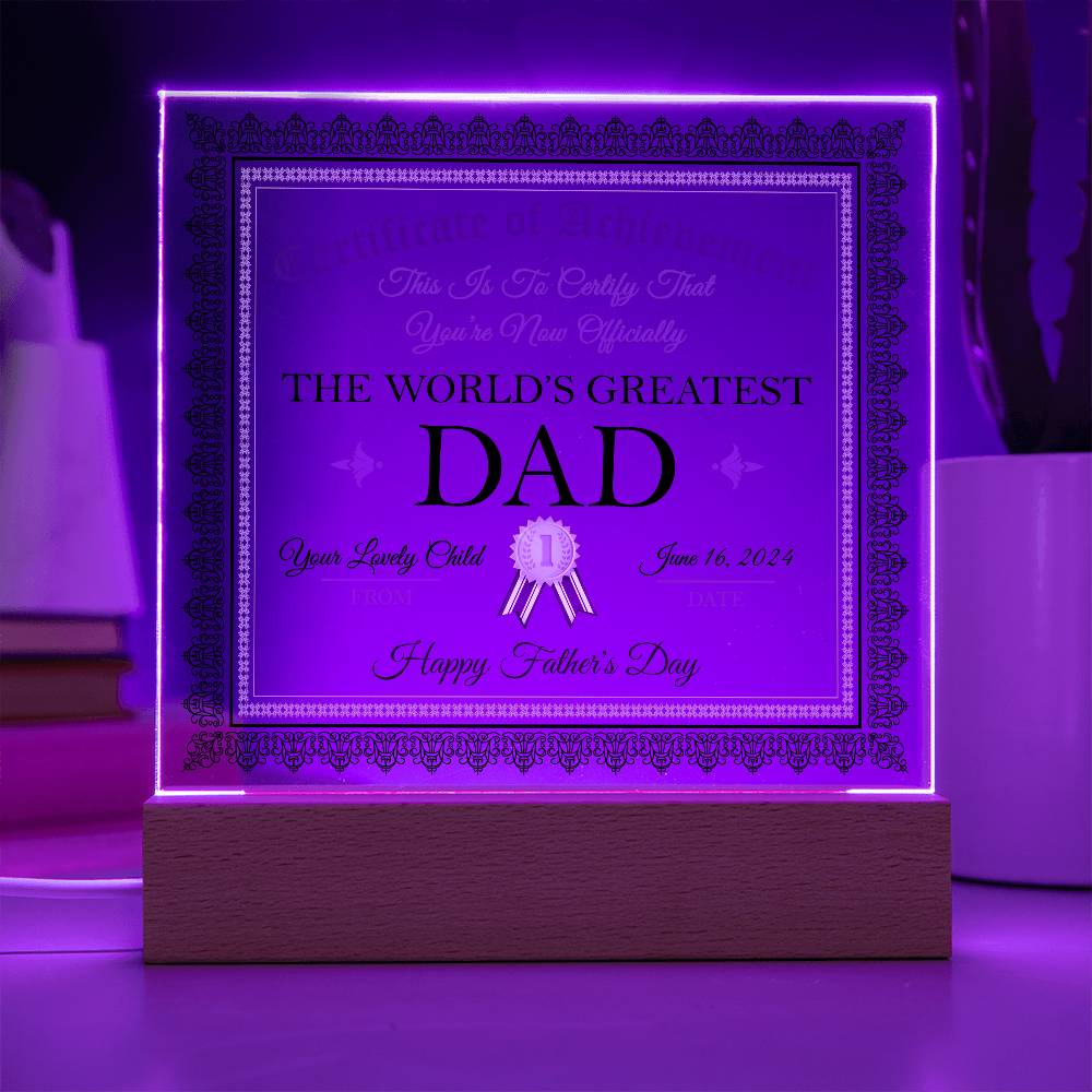 World_s Greatest Dad Certificate-Acrylic Plaque