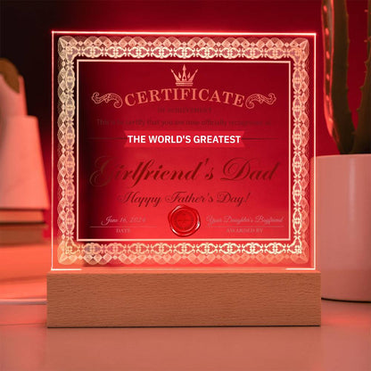 Girlfriend_s Dad-Certificate of Achievement-Acrylic Plaque