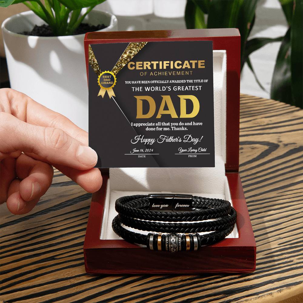 Gift for Dad - Worlds Greatest Love You Forever Bracelet