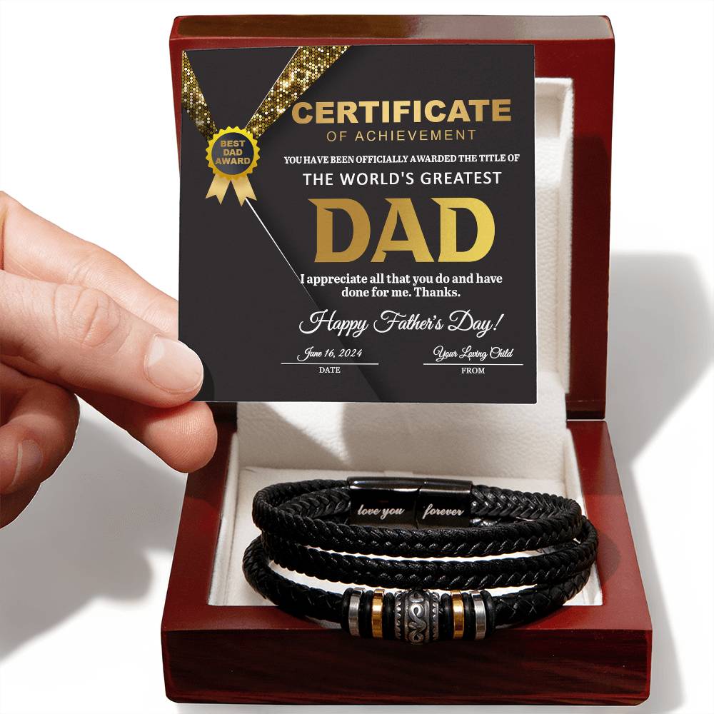 Gift for Dad - Worlds Greatest Love You Forever Bracelet