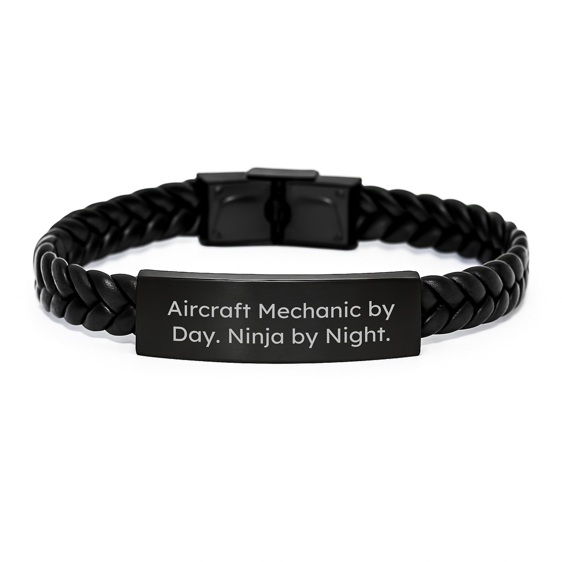 Aircraft Mechanic Gifts from Family for Men - Interlaced Leather Bracelet with Funny Quote, Christmas Unique Presents - Image 1