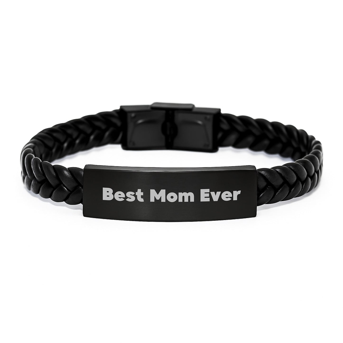 Funny Mom Gifts from Family, Best Mom Ever Interlaced Leather Bracelet, Stainless Steel and PU Leather, Unique Christmas Unique Gifts for Mom - Image 1