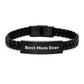 Funny Mom Gifts from Family, Best Mom Ever Interlaced Leather Bracelet, Stainless Steel and PU Leather, Unique Christmas Unique Gifts for Mom - Image 1