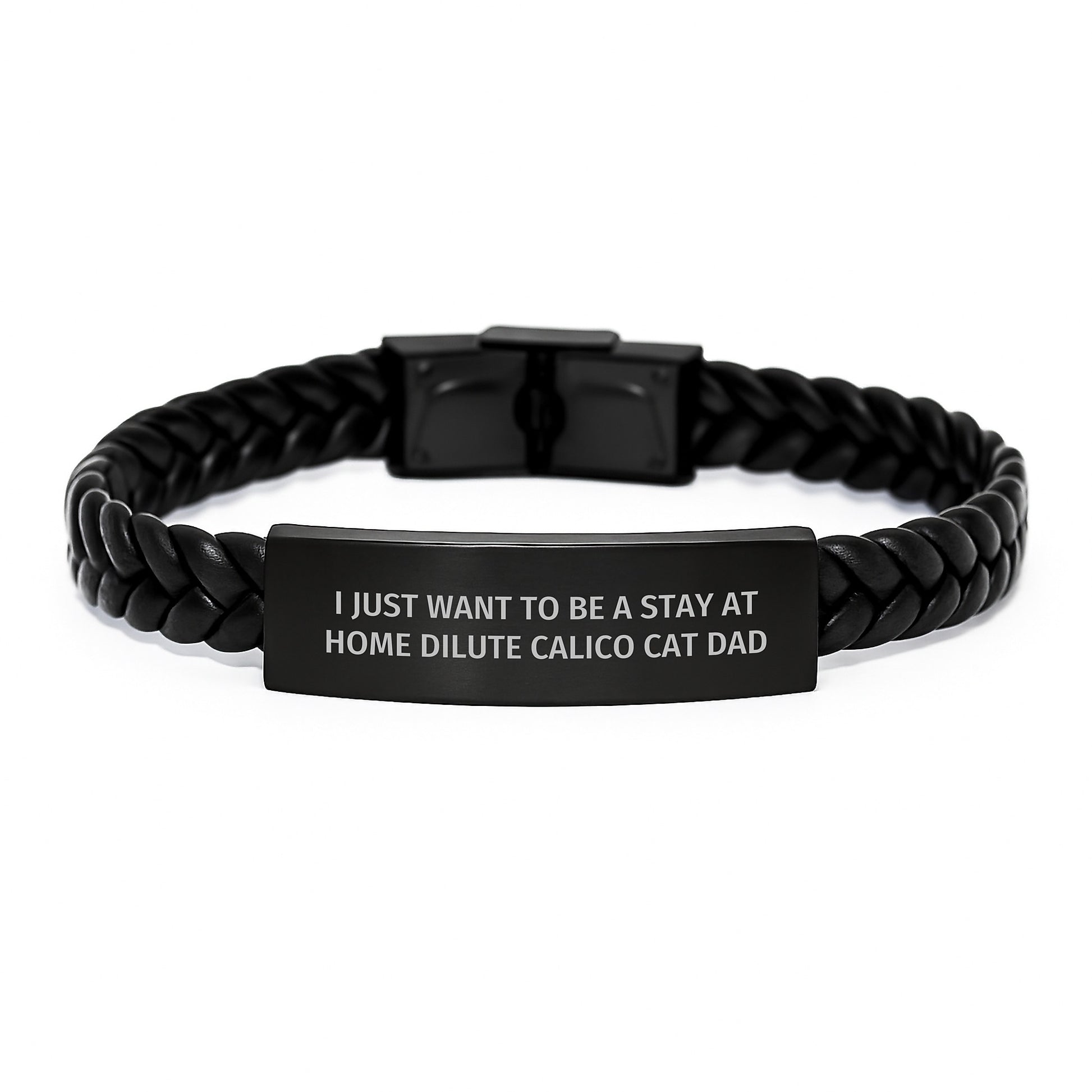 Funny Dilute Calico Cat Dad Gifts - Interlaced Leather Birthday Present from Men to Friends - Image 1