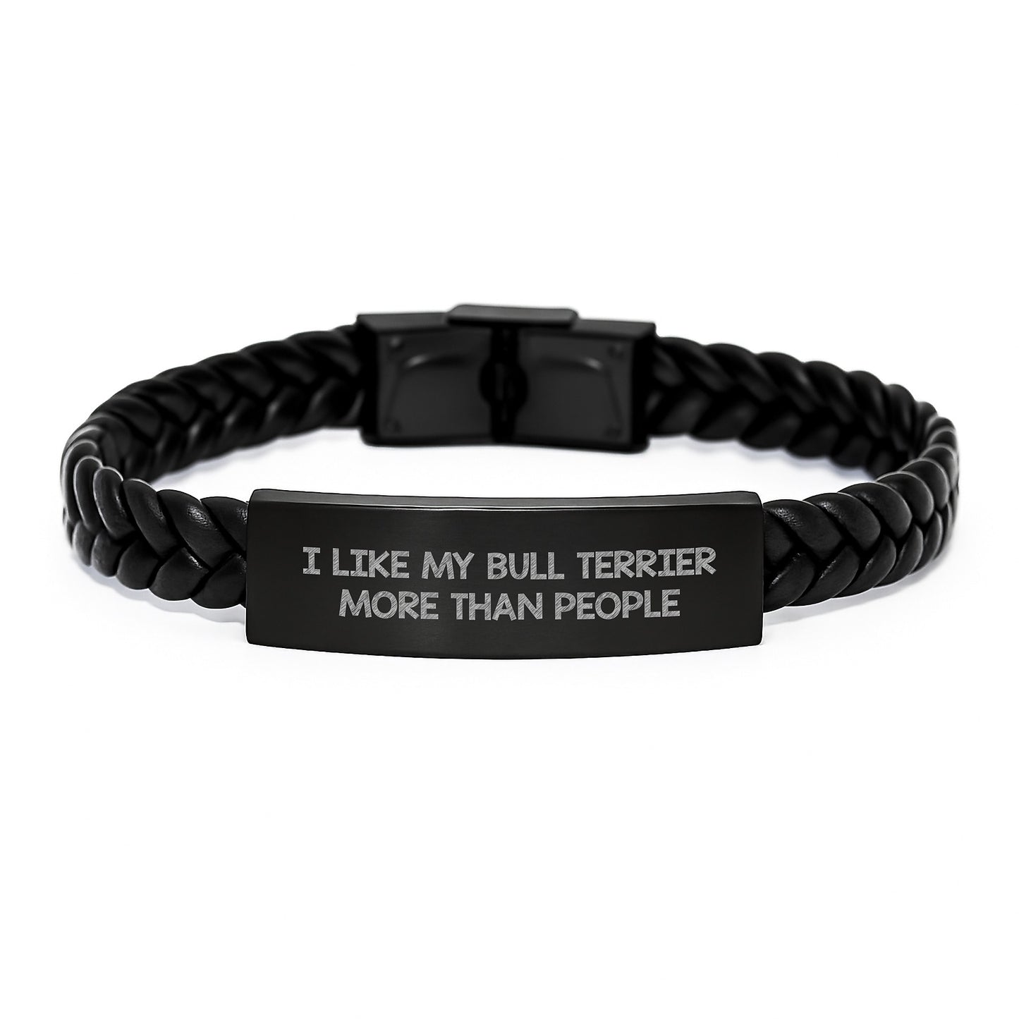 Funny Bull Terrier Dog Quote Interlaced Leather Bracelet, Gifts for Men, Gifts from Women, Unique Valentine's Dog Lover Gifts - Image 1