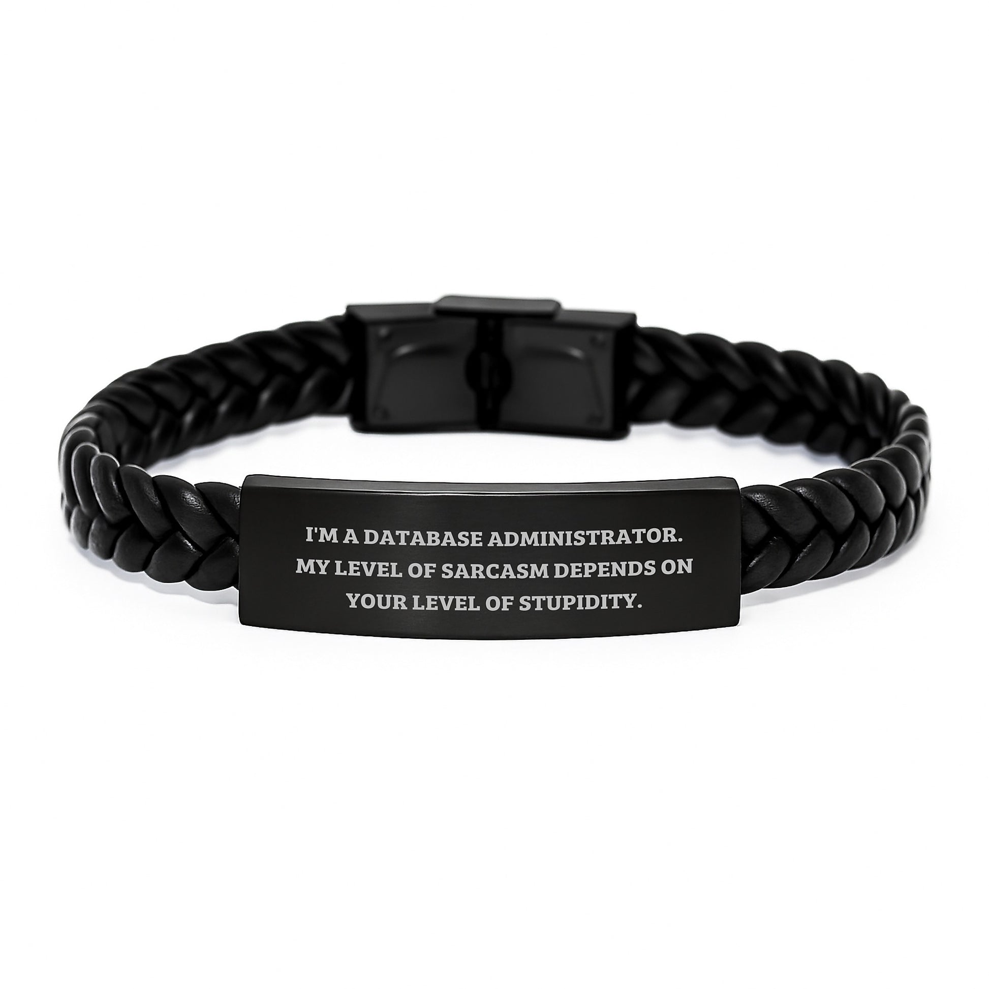 Funny Database Administrator Gifts for Him, Interlaced Leather Bracelet with Stainless Steel - Gifts from Dad to Son for Valentine's - Image 1