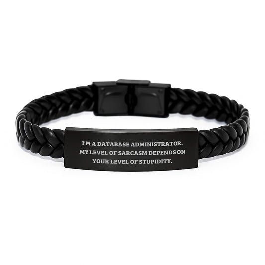 Funny Database Administrator Gifts for Him, Interlaced Leather Bracelet with Stainless Steel - Gifts from Dad to Son for Valentine's - Image 1