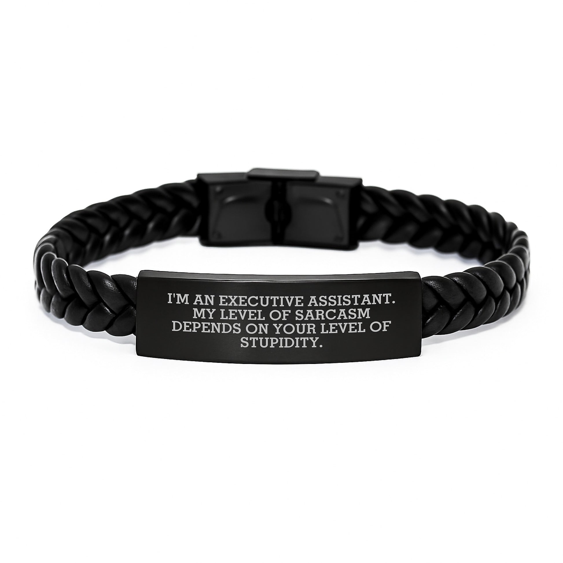 Funny Executive Assistant Gifts for Men - Interlaced Leather Bracelet with Sarcasm Quote, Gifts from Friends and Family to Executive Assistant, Christmas Unique Gifts - Image 1