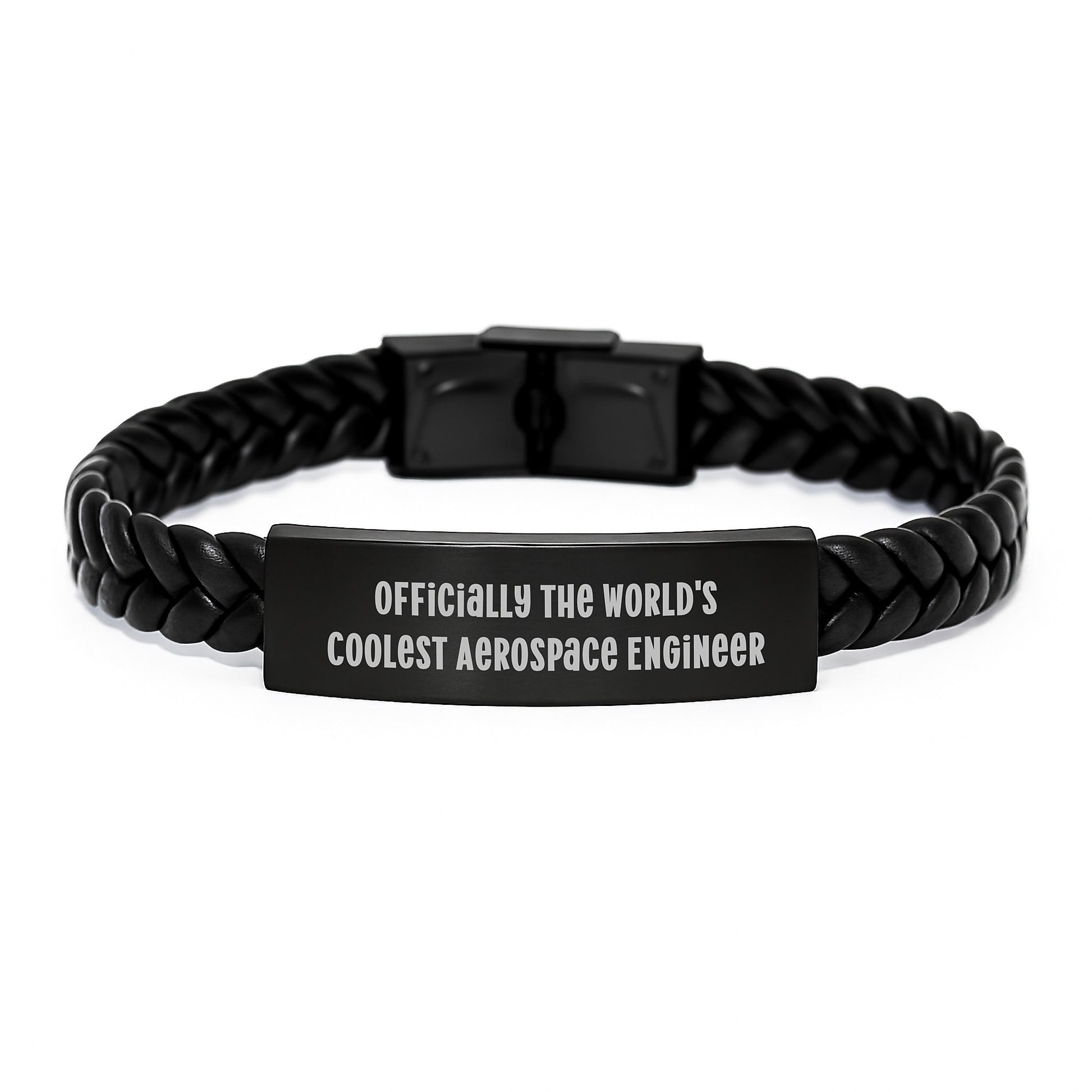 Aerospace Engineer Gifts, 'Officially The World's Coolest' Quote, Interlaced Leather Bracelet, For Him, Graduation Unique Gifts - Image 1