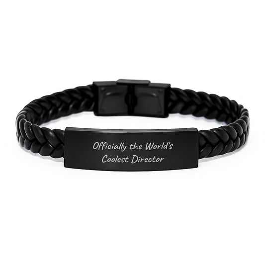 Cool Director Gifts, Funny Quote, Interlaced Leather Bracelet, Graduation Unique Gifts from Friends to Director - Image 1