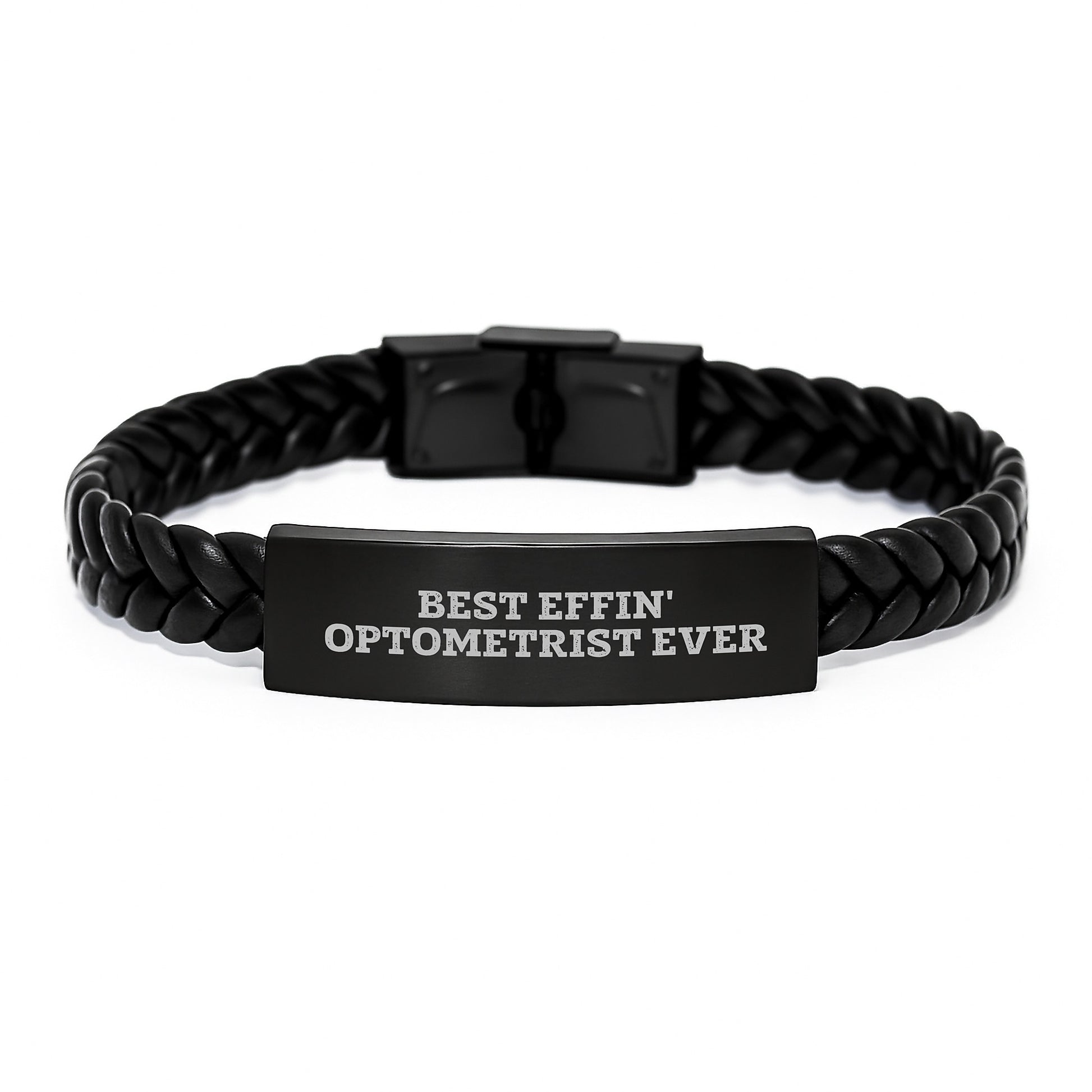 Funny Gifts from Men to Best Effin' Optometrist Ever, Unique Optometrist Christmas Unique Gifts for Him, Handmade Interlaced Leather Bracelet for Men, Optometrist Appreciation Day Jewelry - Image 1