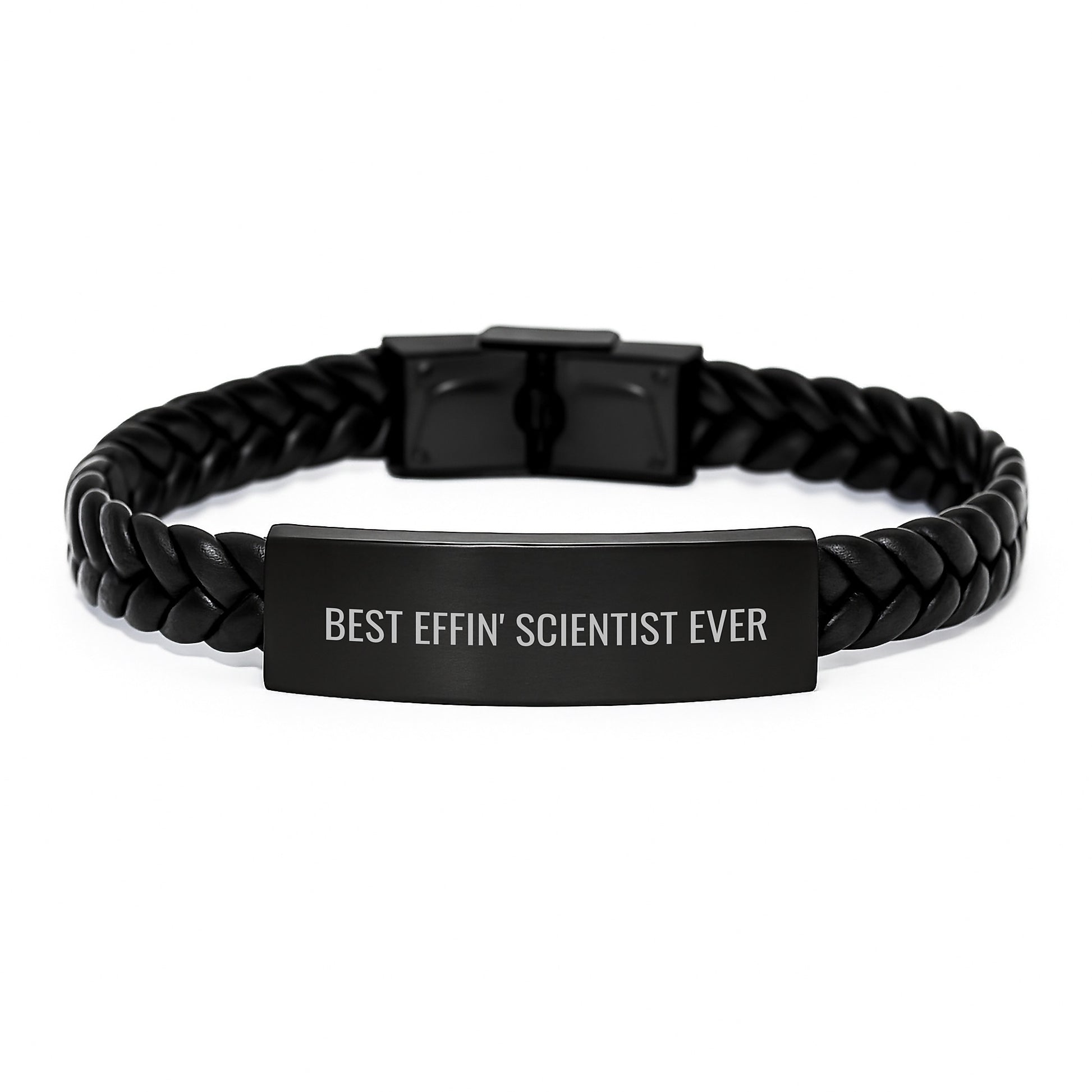 Funny Scientist Interlaced Leather Bracelet Gifts from Friends to Men, Best Effin' Scientist Ever, Christmas Unique Gifts for Scientist - Image 1
