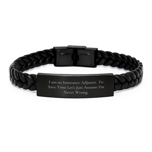 Insurance Adjuster Humor Interlaced Leather Bracelte Gifts for Men from Coworkers - Graduation Unique Jewelry - Image 1