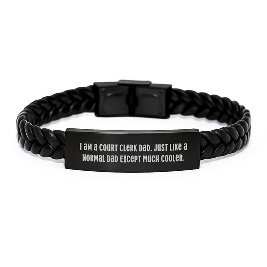 Court Clerk Dad Gifts, Funny Leather Interlaced Bracellet for Him, Unique Graduation Accessories from Friends, Coworkers to Family Members - Image 1