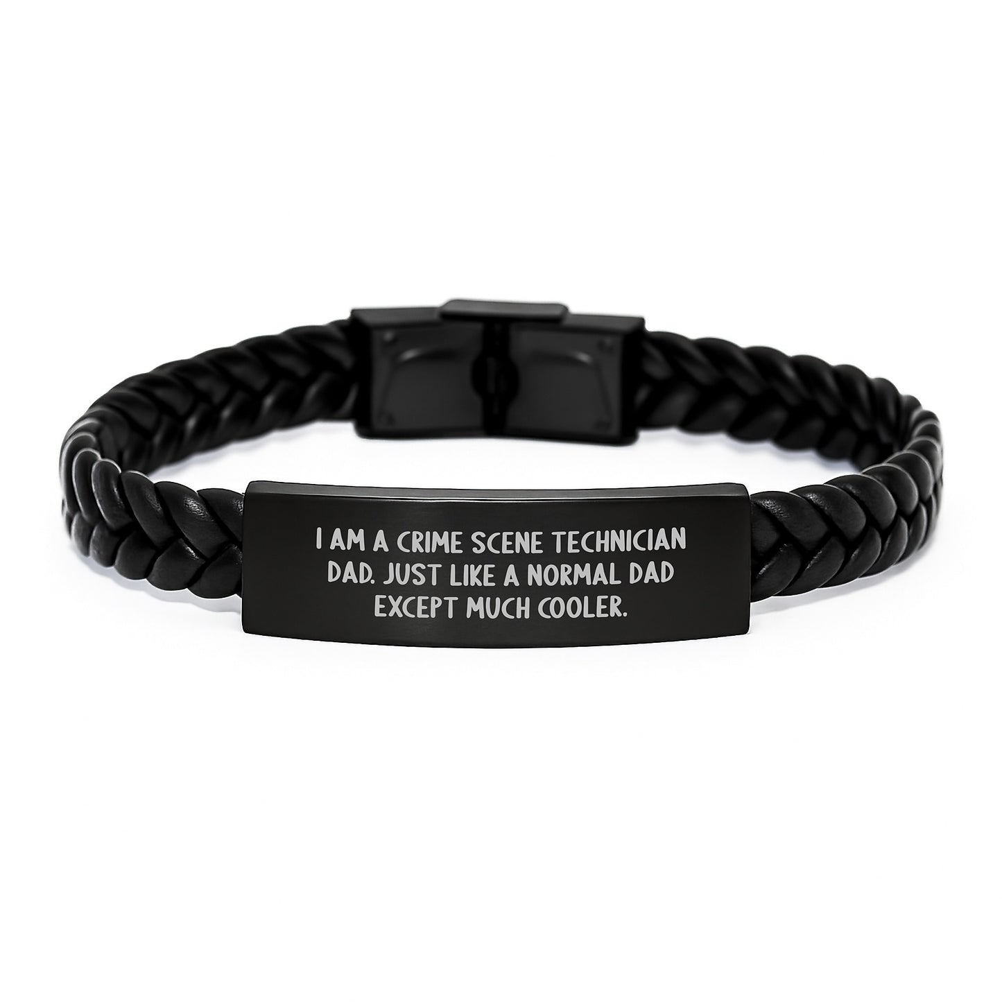 Crime Scene Technician Dad Gifts, Funny Interlaced Leather Bracelet for Him, Graduation Unique Gifts from Family, Gifts for Men, Cool Crime Scene Technician Accessories - Image 1