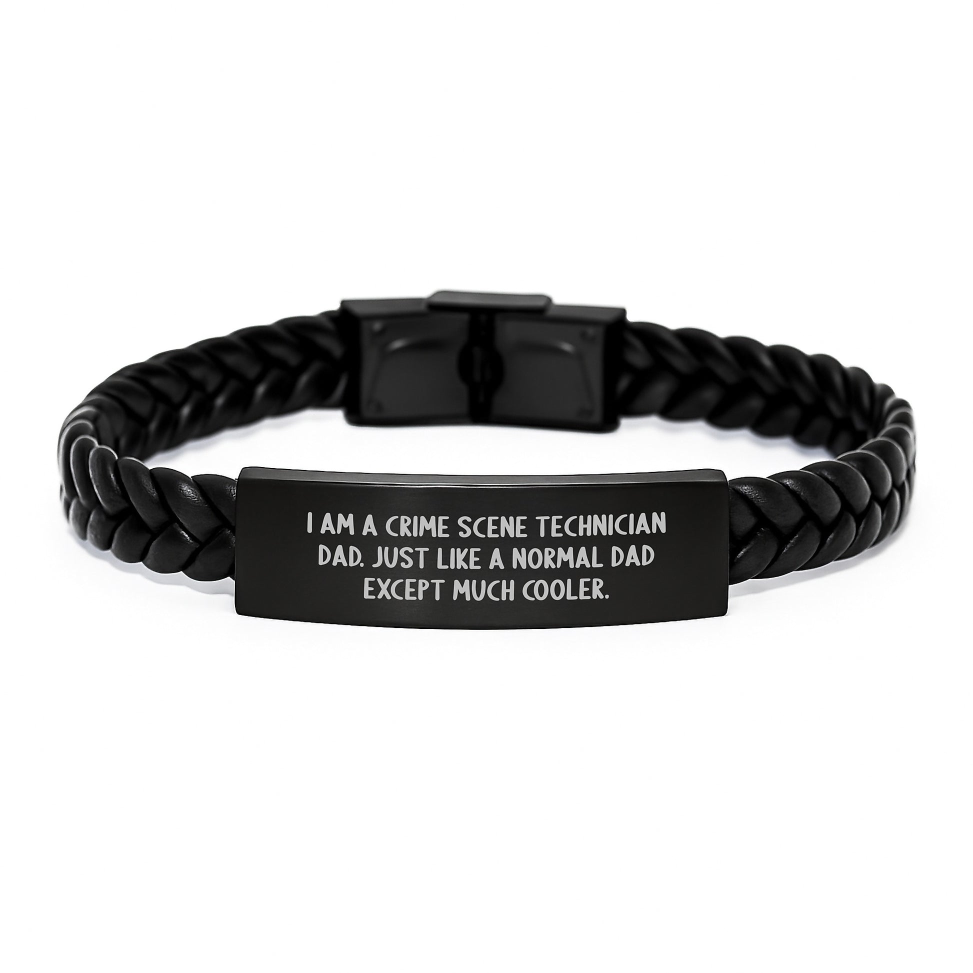 Crime Scene Technician Dad Gifts, Funny Interlaced Leather Bracelet for Him, Graduation Unique Gifts from Family, Gifts for Men, Cool Crime Scene Technician Accessories - Image 1