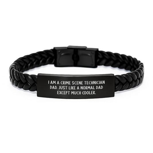 Crime Scene Technician Dad Gifts, Funny Interlaced Leather Bracelet for Him, Graduation Unique Gifts from Family, Gifts for Men, Cool Crime Scene Technician Accessories - Image 1
