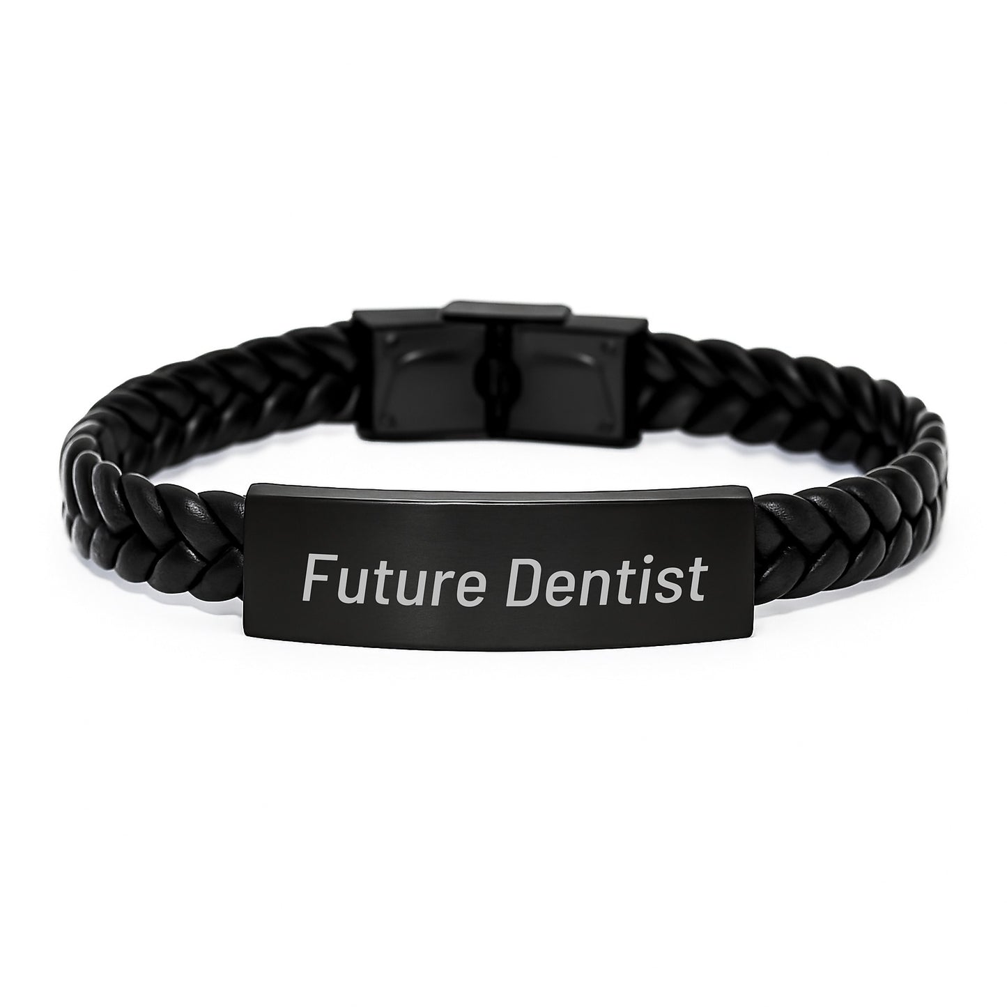 Funny Future Dentist Gifts from Friends for Men, Inspirational Interlaced Leather Bracelet with Engraved Stainless Steel, Unique Christmas Unique Gifts for Dentists - Image 1