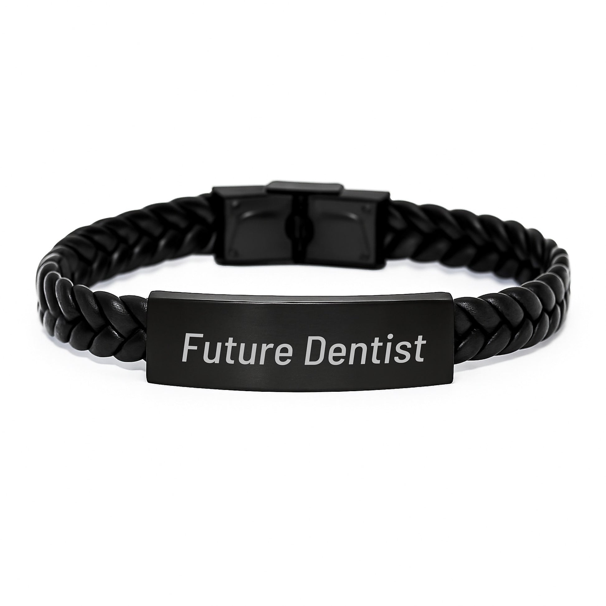 Funny Future Dentist Gifts from Friends for Men, Inspirational Interlaced Leather Bracelet with Engraved Stainless Steel, Unique Christmas Unique Gifts for Dentists - Image 1