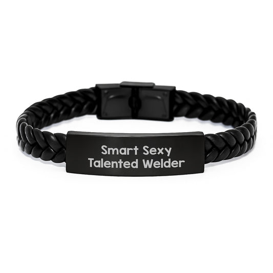 Smart Sexy Talented Welder Gifts from Family for Welder Men Graduation Unique Interlaced Leather Bracelet - Image 1