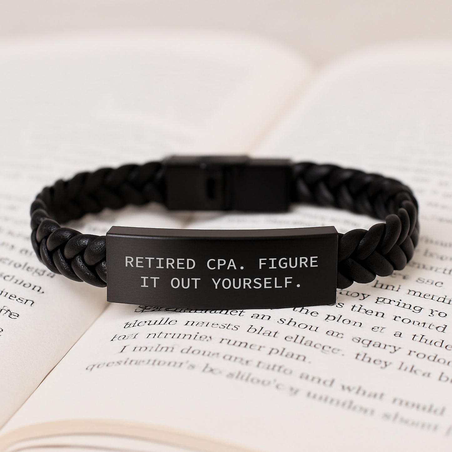 Funny CPA Gifts, Christmas Unique Interlaced Leather Bracelets for Men and Women - Retired Cpa Figure It Out Yourself Quote, Stainless Steel and PU Leather - Image 3