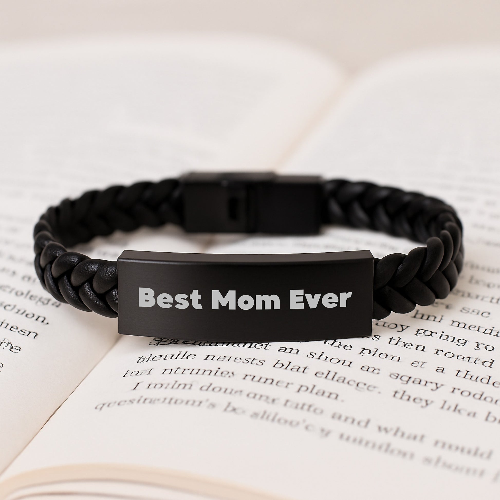 Funny Mom Gifts from Family, Best Mom Ever Interlaced Leather Bracelet, Stainless Steel and PU Leather, Unique Christmas Unique Gifts for Mom - Image 3