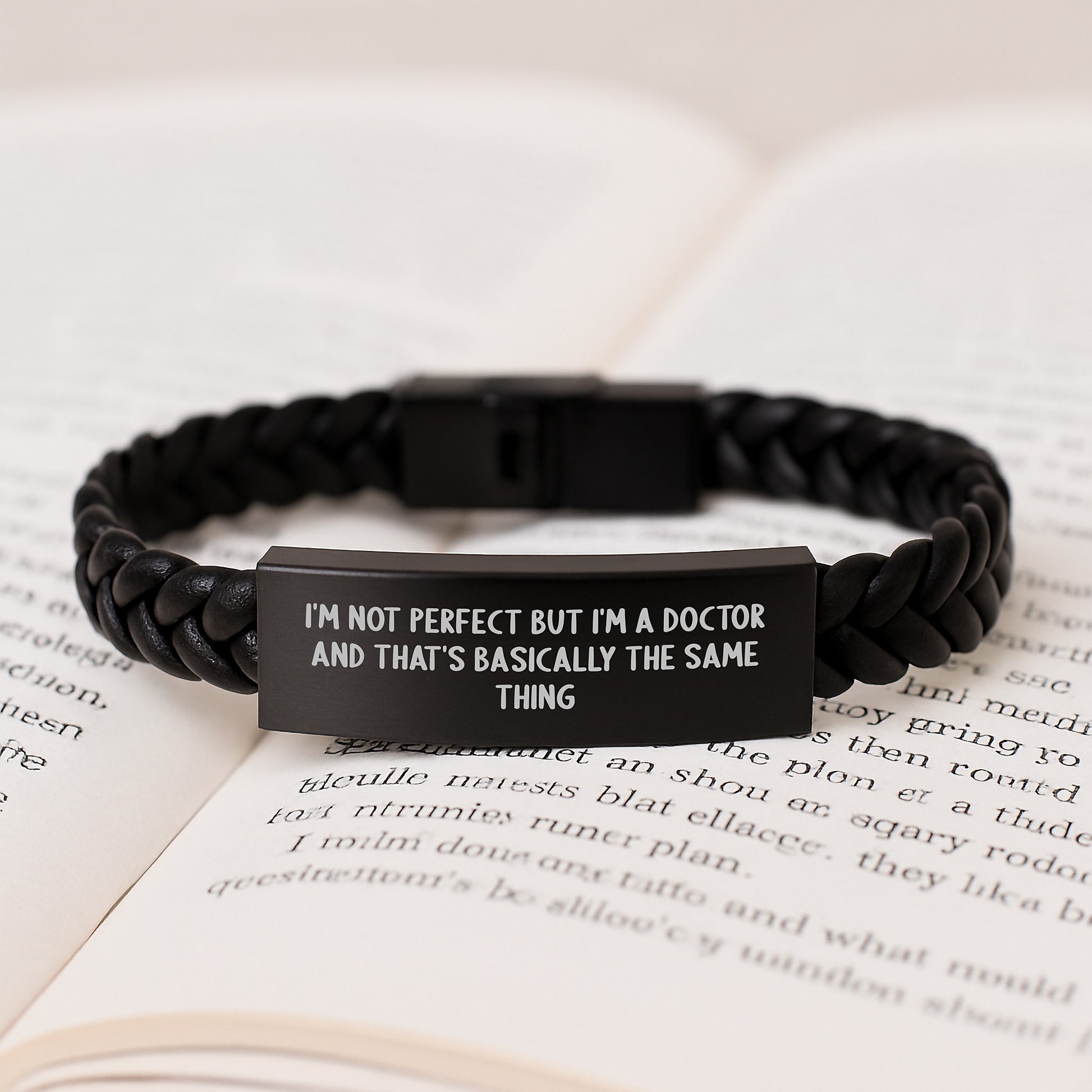 Funny Quote Doctor Gifts for Him Birthday Unique Interlaced Leather Bracelet with Stainless Steel, Gifts from Friends, Family or Coworkers - Image 3