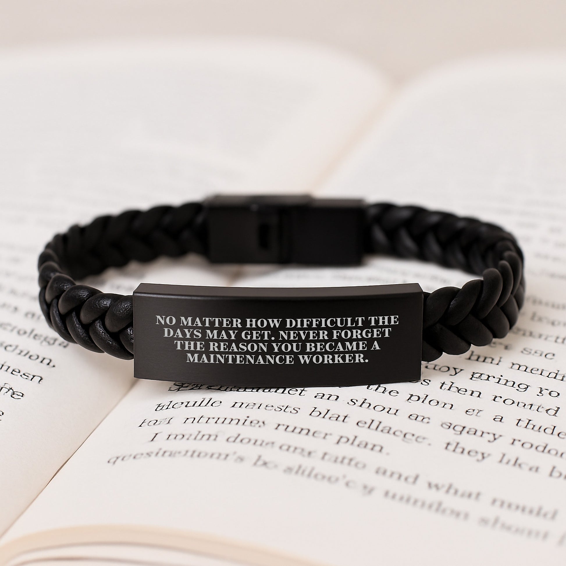 Maintenance Worker Christmas Unique Gifts from Family - Inspirational Interlaced Leather Bracelet for Men, Never Forget the Reason You Became a Maintenance Worker - Image 3