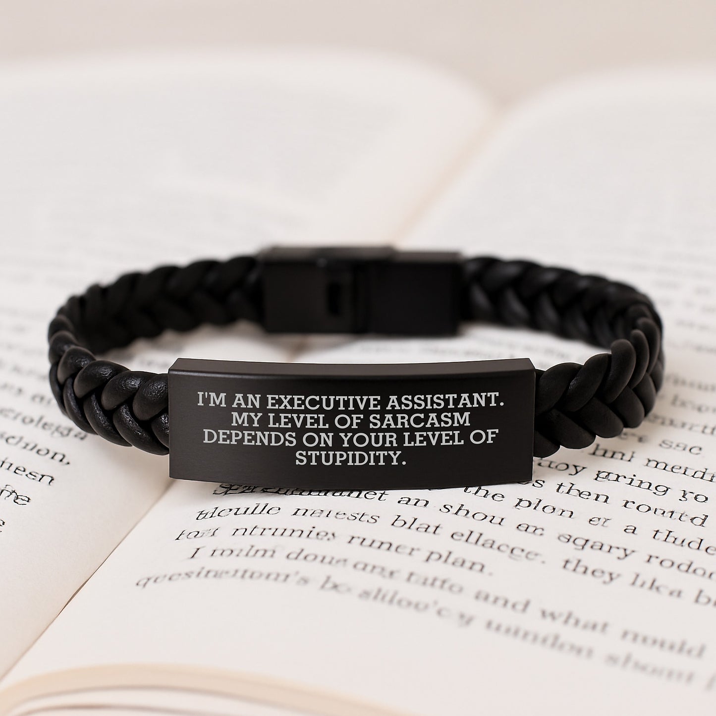 Funny Executive Assistant Gifts for Men - Interlaced Leather Bracelet with Sarcasm Quote, Gifts from Friends and Family to Executive Assistant, Christmas Unique Gifts - Image 3