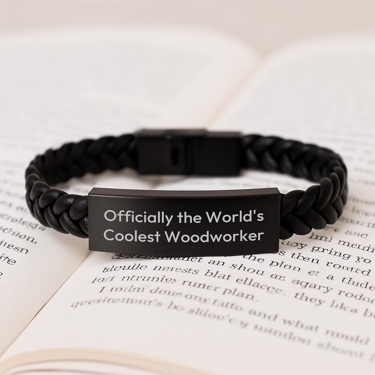Unique Gifts for Woodworker Men, Funny Interlaced Leather Bracelet, Officially The World's Coolest Woodworker - Image 3