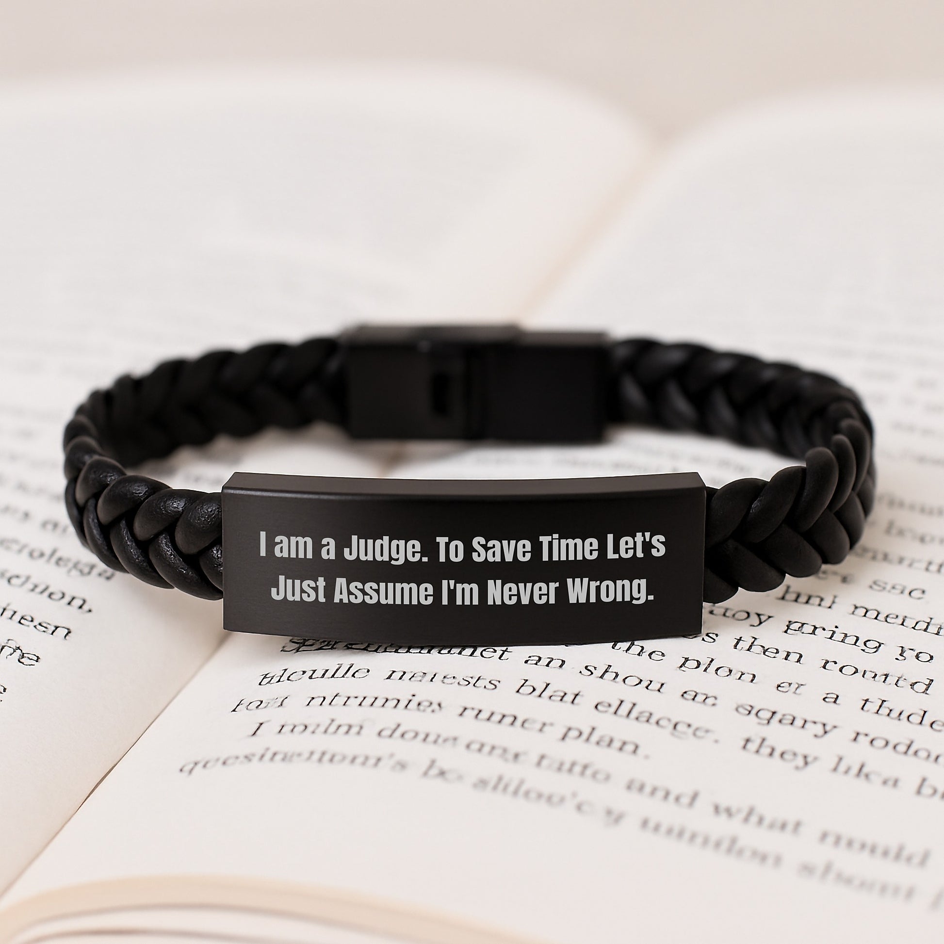 Unique Judge Gifts from Friends for Men - Funny Interlaced Leather Bracelet, Stainless Steel and PU Leather Combination - Image 3
