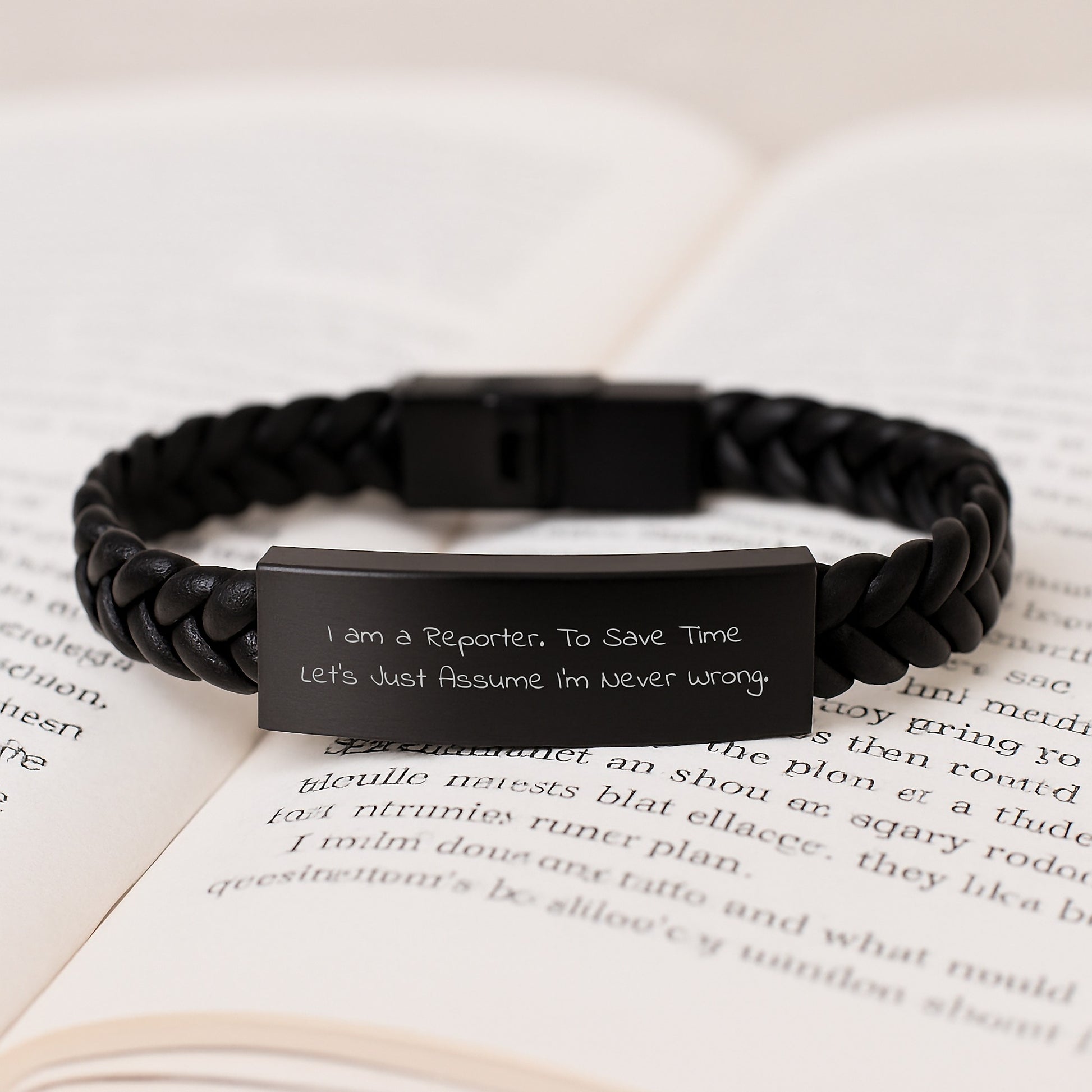 Funny Reporter Gifts for Him Christmas Unique Interlaced Leather Bracelet from Friends - Image 3