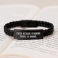 Funny Chess Gifts for Men from Friends, Interlaced Leather Bracelet with Quote 'Chess Because Stabbing People Is Wrong.' for Birthday Unique Gifts - Image 3