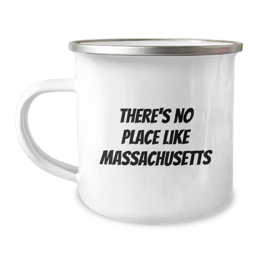Funny Massachusetts Camping Mug Gifts from Friends to Family, 'There's No Place Like Massachusetts' for Christmas Unique Gifts - Image 1