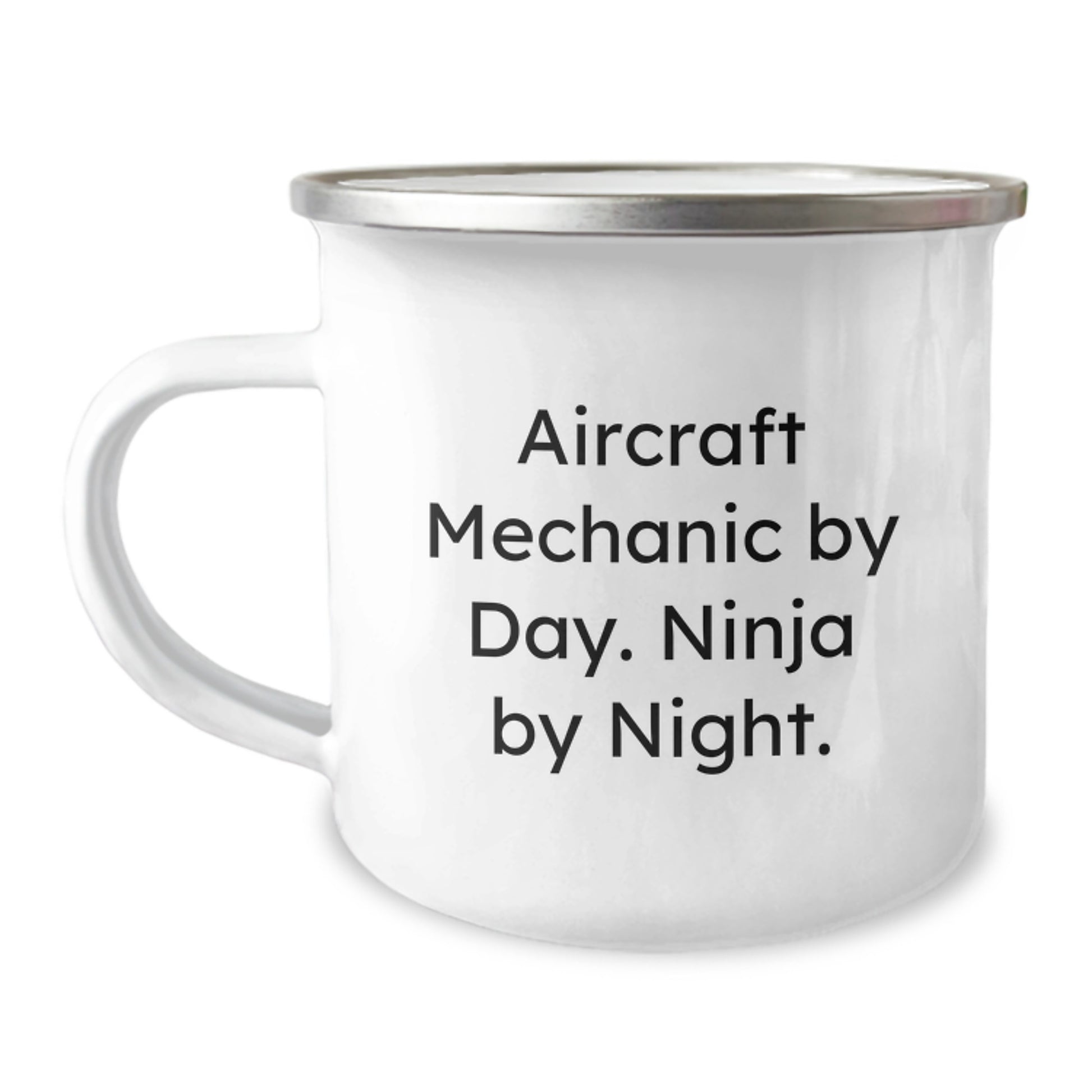 Funny Aircraft Mechanic Gifts for Men - 'Aircraft Mechanic By Day. Ninja By Night.' Camping Mug, Stainless Steel with Enamel Finish - Perfect for Christmas Unique Gifts from Men to Friends - Image 1