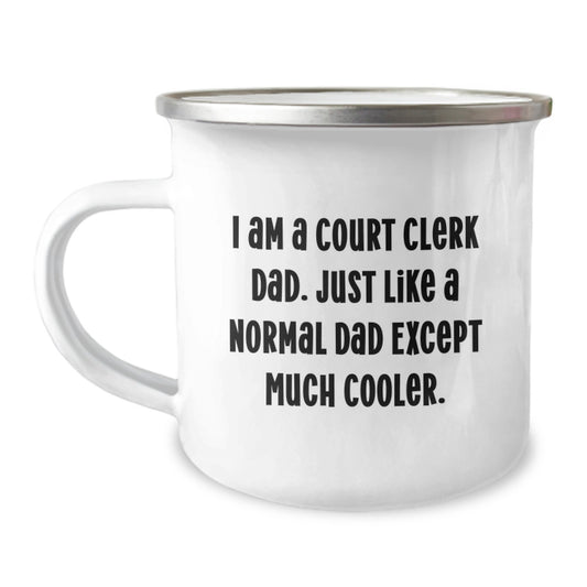 Funny Court Clerk Dad Gifts from Men, Unique Camping Mug for Court Clerk Graduation, 'I Am A Court Clerk Dad' - Image 1