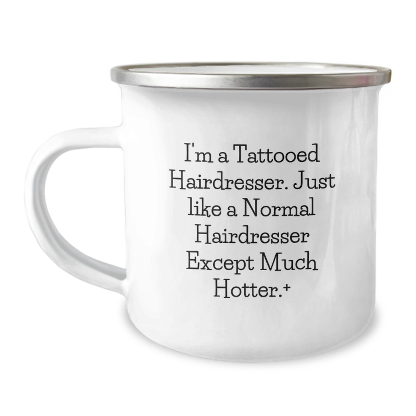 Funny Hairdresser Gifts, Birthday Unique Gifts from Friends to Hairdresser Men, 'I'm a Tattooed Hairdresser' Camping Mug - Image 1