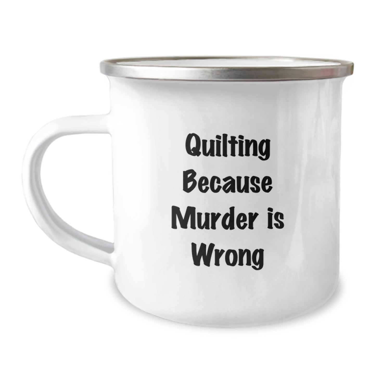 Quilting Gifts for Friends, Christmas Unique Mug, Funny Quote 'Quilting Because Murder Is Wrong' - Gifts from Family - Image 1