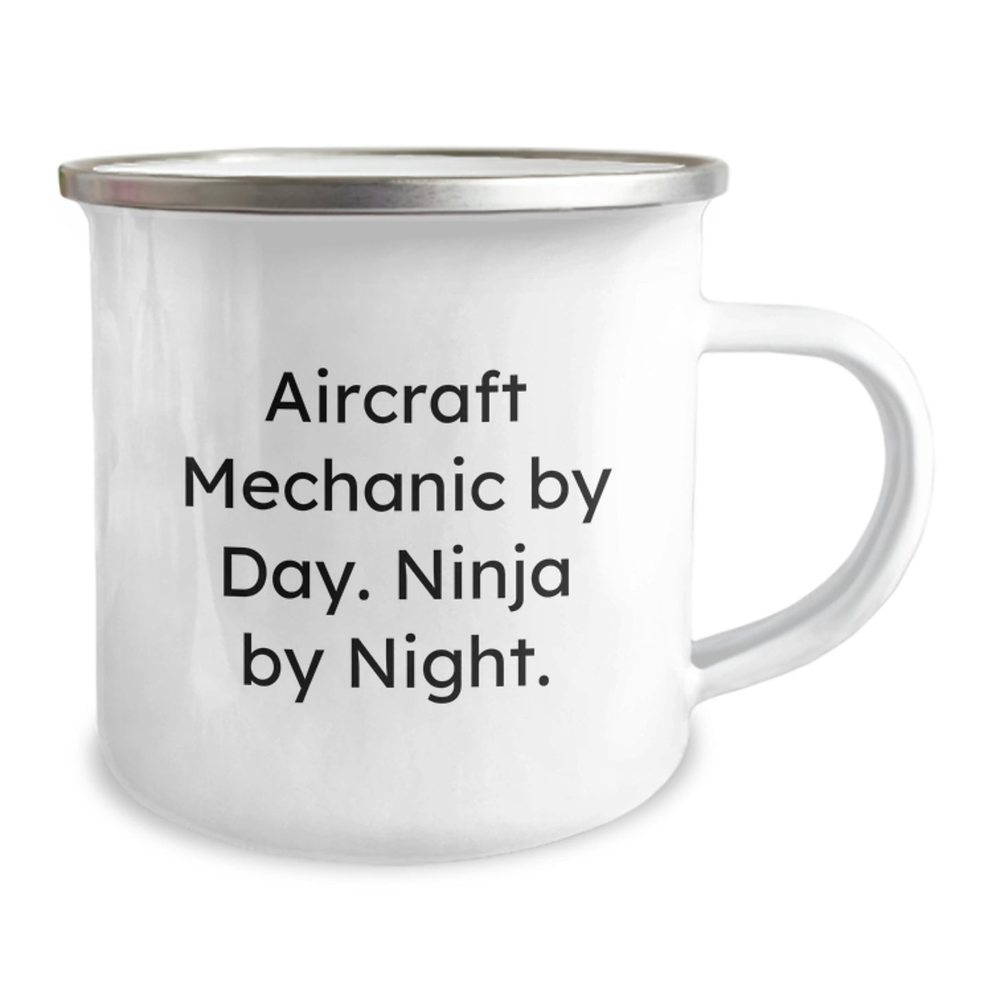 Funny Aircraft Mechanic Gifts for Men - 'Aircraft Mechanic By Day. Ninja By Night.' Camping Mug, Stainless Steel with Enamel Finish - Perfect for Christmas Unique Gifts from Men to Friends - Image 2