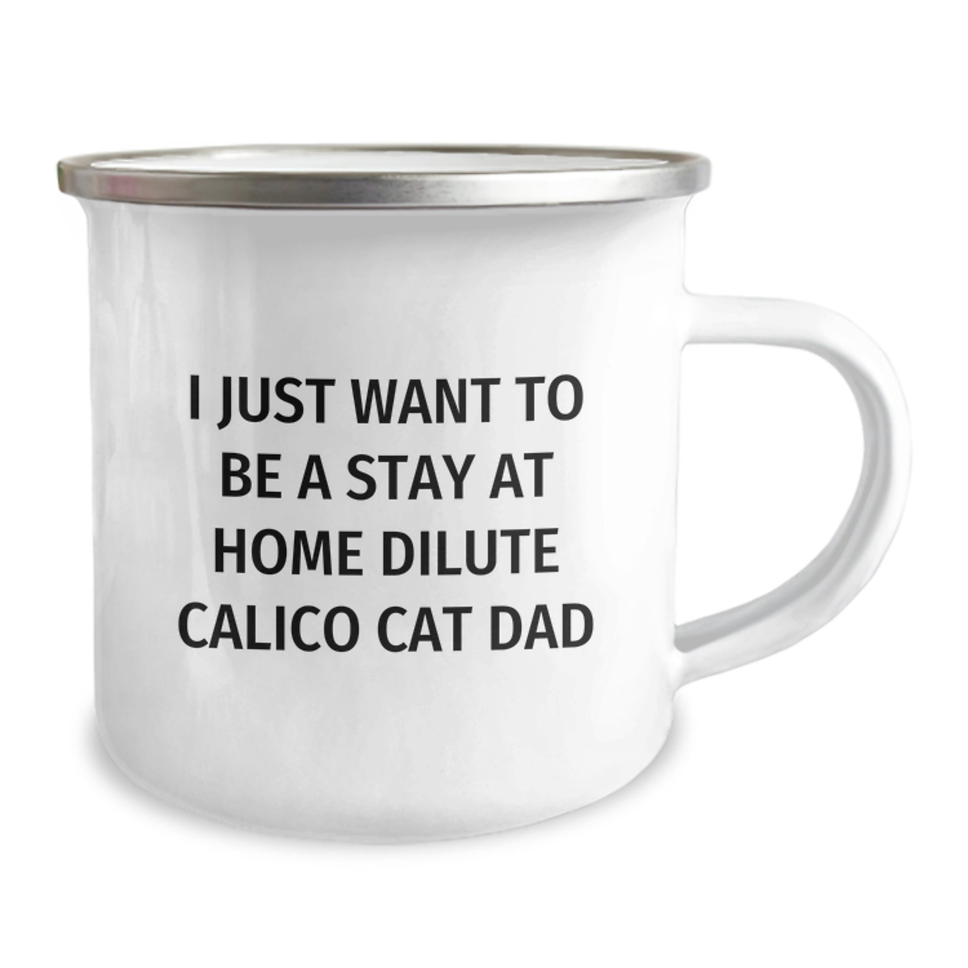 Dilute Calico Cat Dad Gifts, I Just Want To Be A Stay At Home Dilute Calico Cat Dad, Birthday Unique Gifts from Men to Friends - Camping Mug, 12 oz Capacity, Stainless Steel with Enamel Finish - Image 2